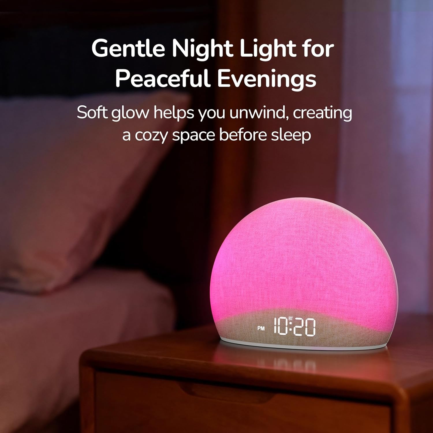 HOUSBAY Sunrise Alarm Clock Radio for Bedroom – Wake Up Naturally with Gentle Light & Nature Sounds, Relax with Bluetooth Speaker & Night Light